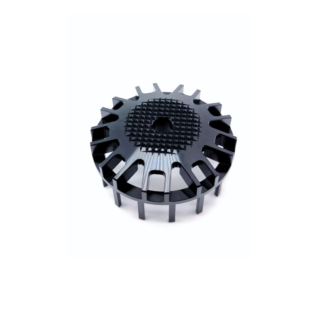 High-precision CNC machined aluminum motor housing used for UAVs and robotics.