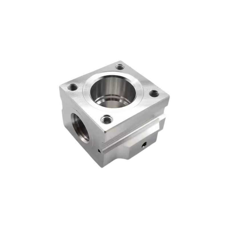 CNC-machined aluminum housing part for transistor-based automotive and motorcycle electronics.