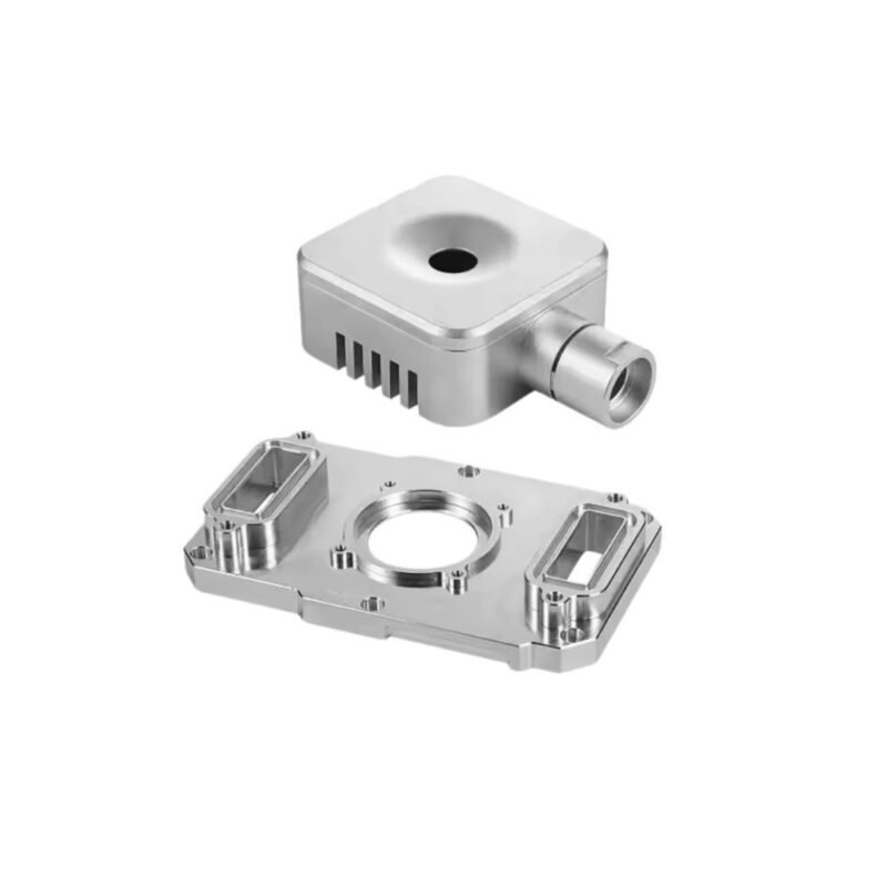 Precision-machined anodized aluminum mounting component for equipment assembly.