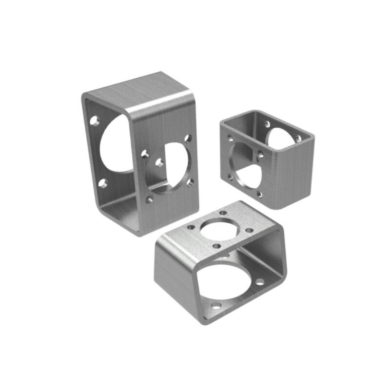 Machined aluminum mount for cameras or optical positioning hardware.