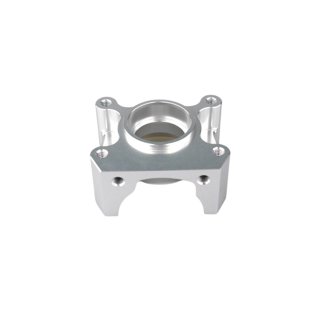 Custom-machined aluminum bracket with high dimensional accuracy.
