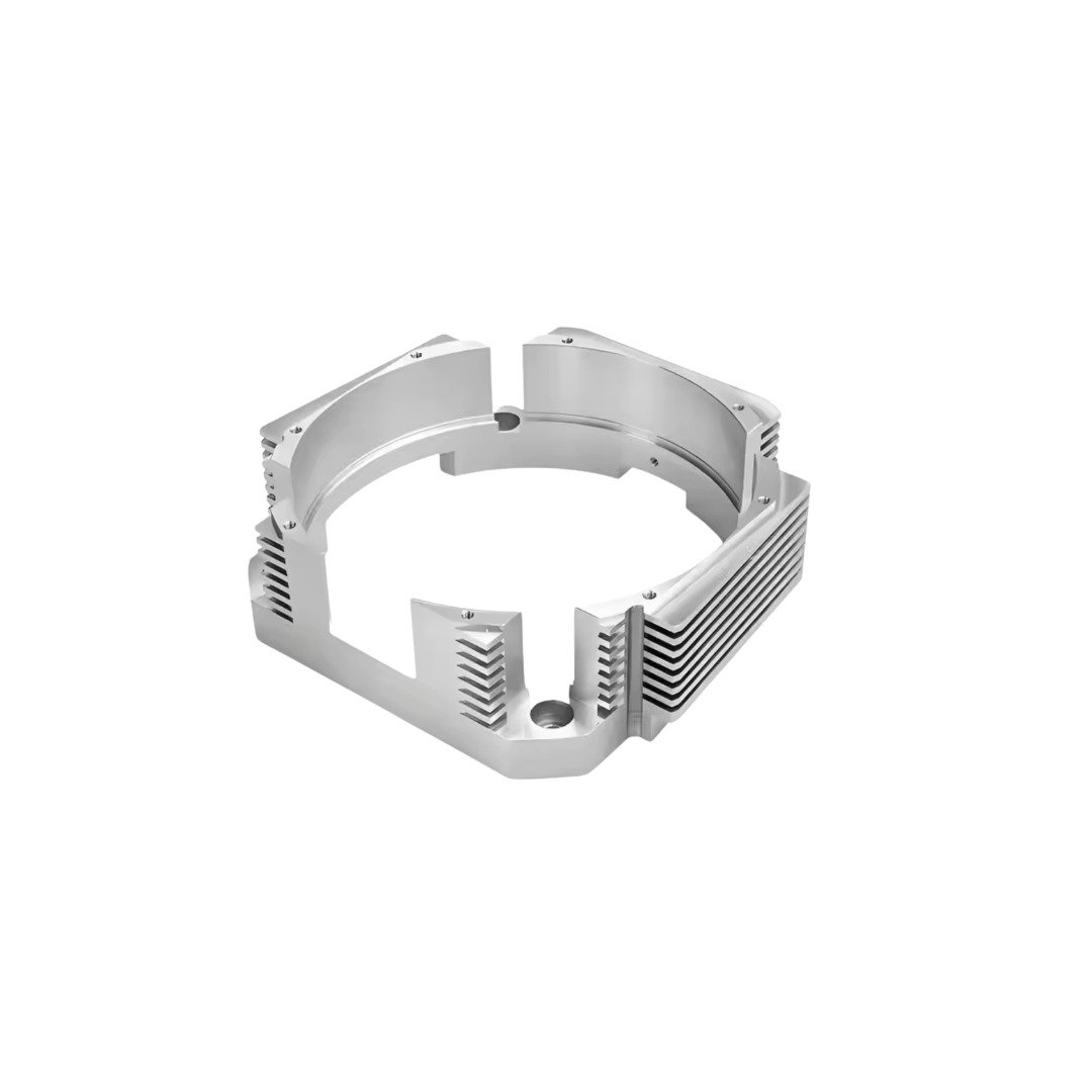 Precision aluminum housing designed for communication motor applications.