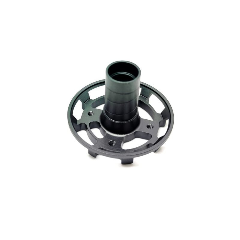Custom anodized motor mount for UAV applications, CNC aluminum with high strength.