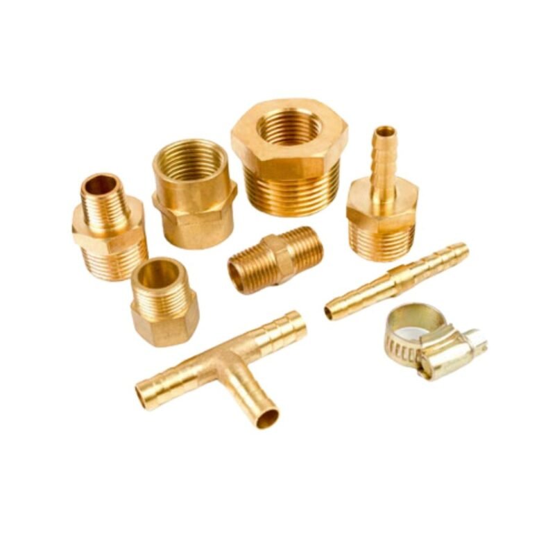Precision brass threaded connector turned by CNC lathe.
