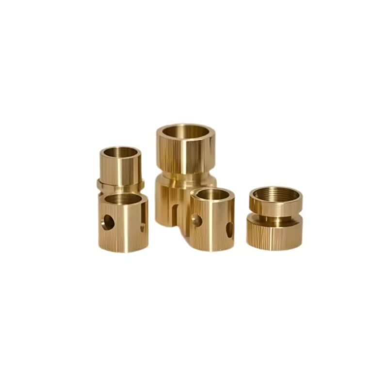 Precision brass threaded connector turned by CNC lathe.