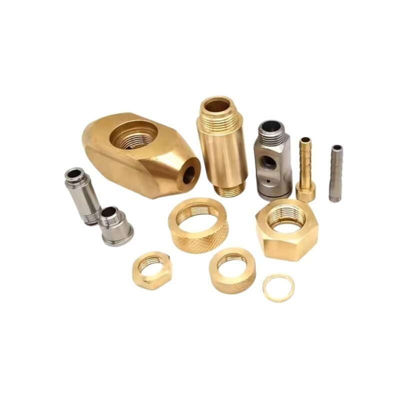 CNC turned brass insert block for industrial equipment.