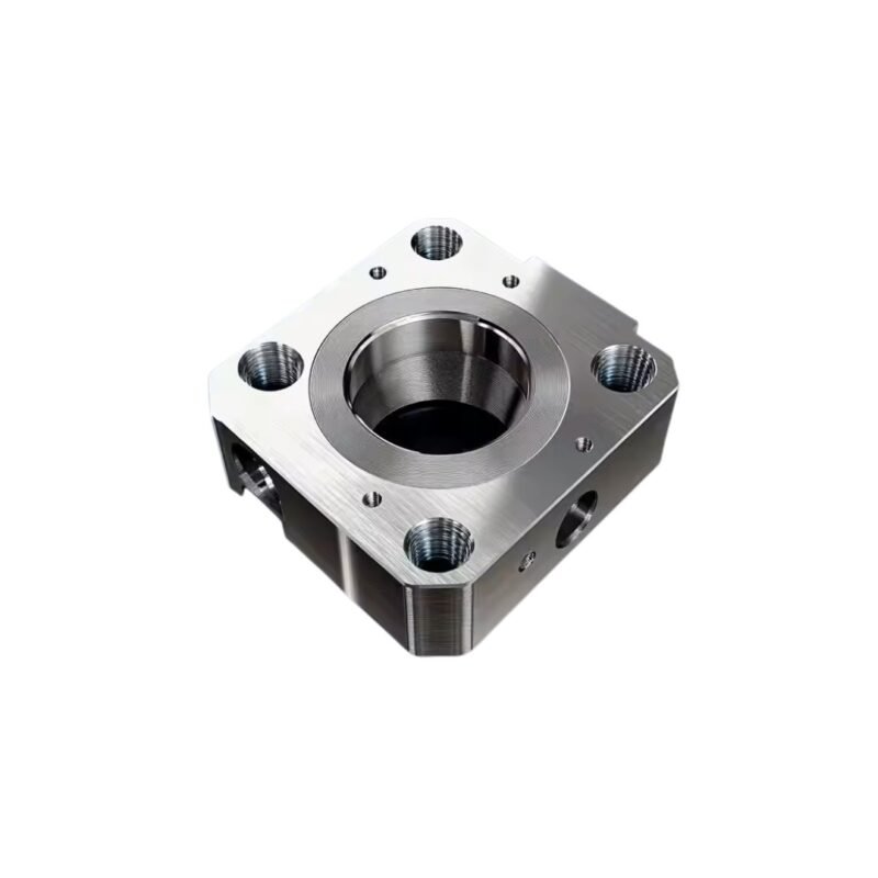 Lightweight titanium bracket CNC milled for aerospace structures.