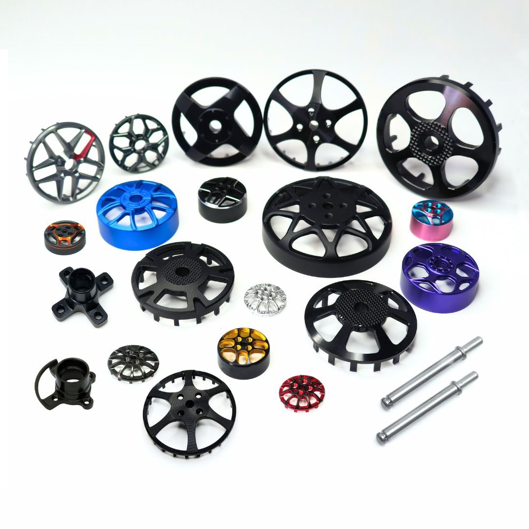 Drone motor housing parts with CNC aluminum rotor bell and stator mount for brushless motor manufacturing